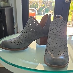 Sofft Gray Perforated Heeled Boots